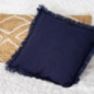 Coussin a franges 45x45cm bleu