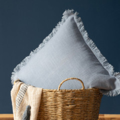 Coussin a franges 45x45cm indigo