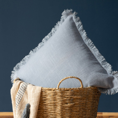 Coussin a franges 45x45cm indigo