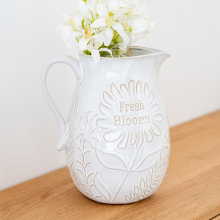 Vase pichet fleur blanc