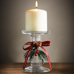 Bougeoir en verre decor noel