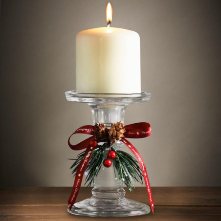 Bougeoir en verre decor noel