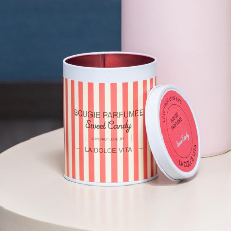 Bougie metal rayures colorees