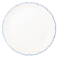 Assiette plate blanche bord bleu