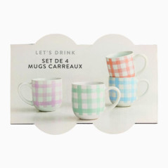Set de 4 mugs carreaux