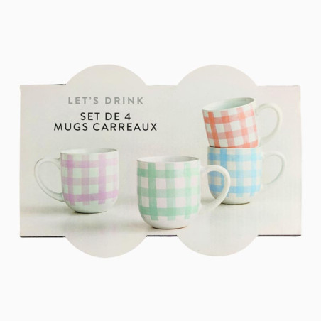 Set de 4 mugs carreaux