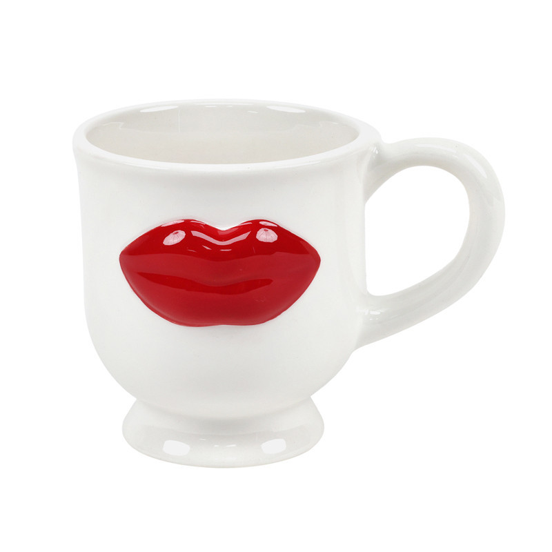Tasse avec bouche blanc/rouge