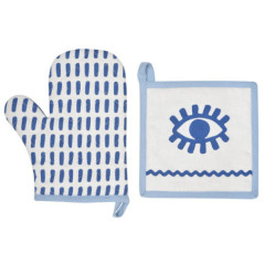 Set gant et manique bleu