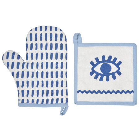 Set gant et manique bleu