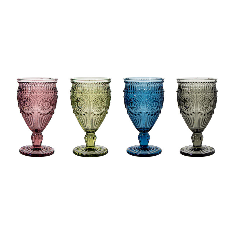 Set 4 verres a vin colores strie
