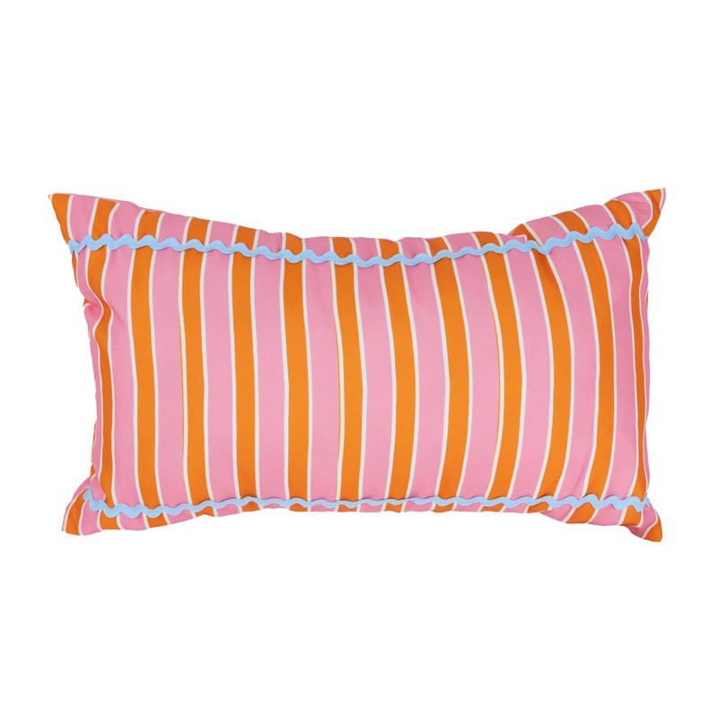 Coussin raye 50x30cm rose