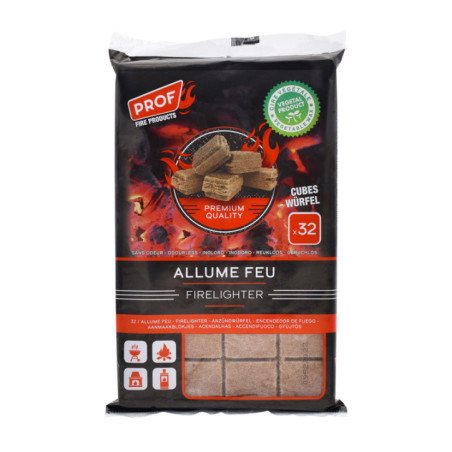 Allume feu 32 cubes bois naturel