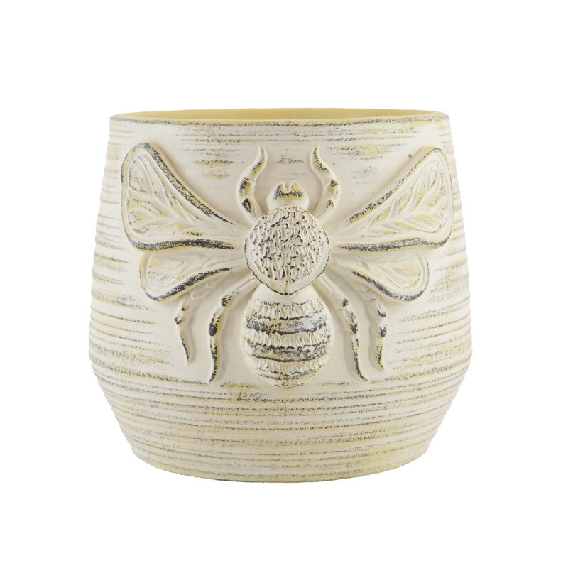 Pot deco abeille 3d 17cm jaune p