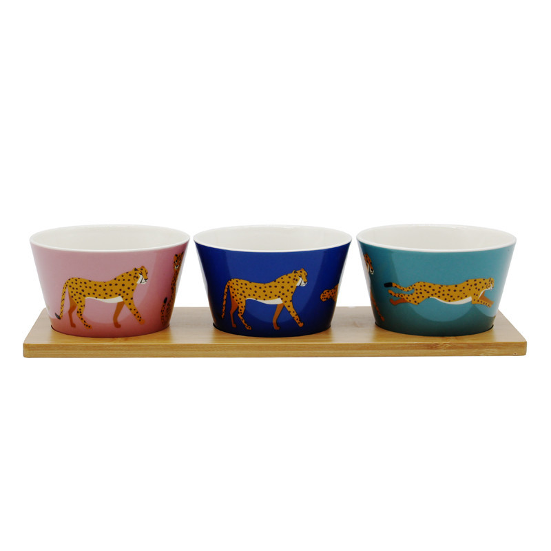 Set 3 bols avec plateau bambou i