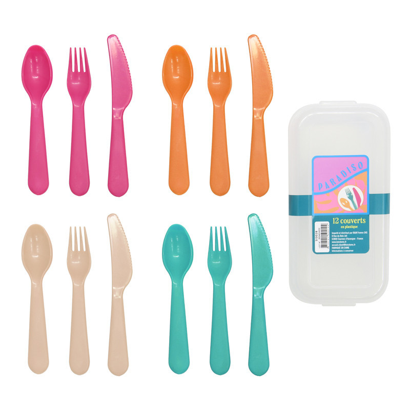 Set de couverts en plastique x12
