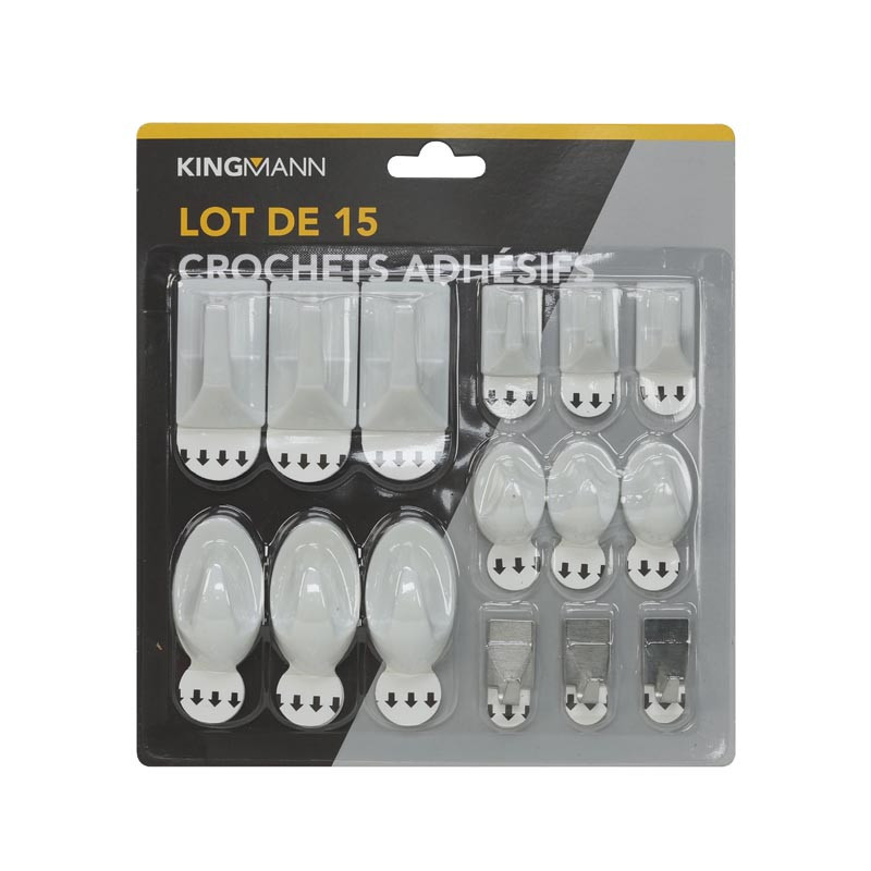 Set de 15 crochets adhesifs