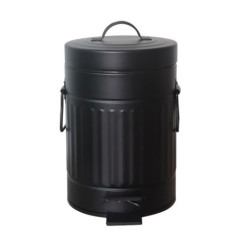 Poubelle de sdb striee noire 3l