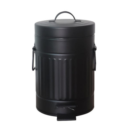 Poubelle de sdb striee noire 3l