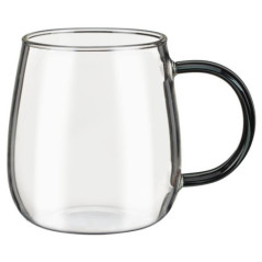 Tasse en verre anse coloree