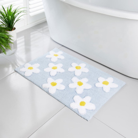 Tapis de bain daisy bleu 50x80