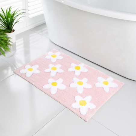 Tapis de bain daisy rose 50x80