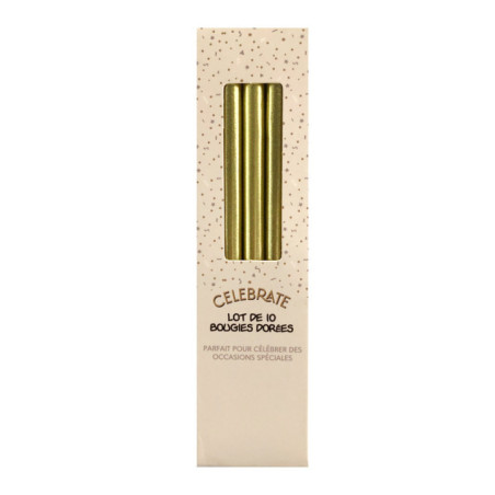 Lot de 10 bougies dorees