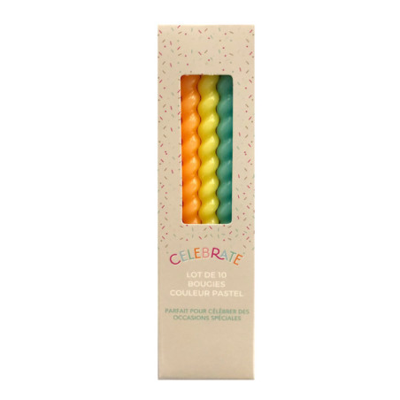 Lot de 10 bougies couleur pastel