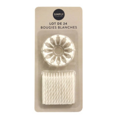 Lot de 24 bougies blanches