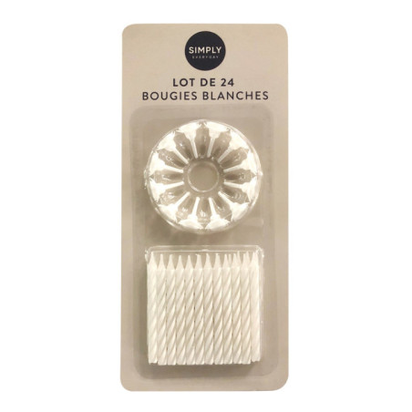 Lot de 24 bougies blanches