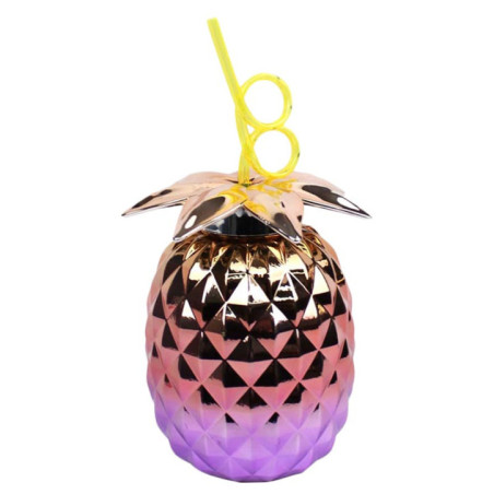 Gourde ananas avec paille metal