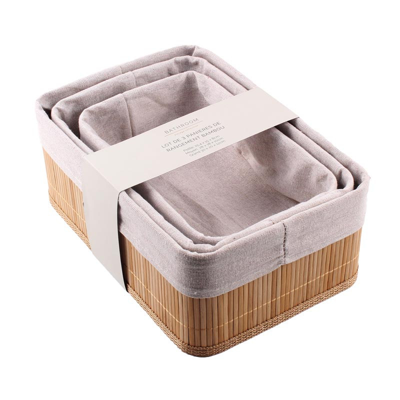 Panieres de rangement bambou x3