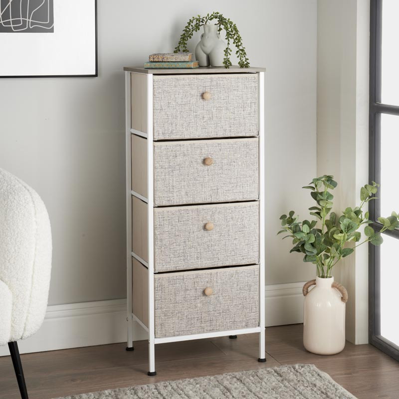 Meuble 4 tiroirs blanc / creme