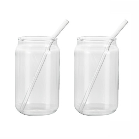 Set de 2 verres 540ml + paille