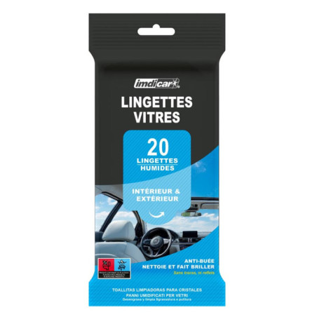 20 lingettes nettoyantes vitres