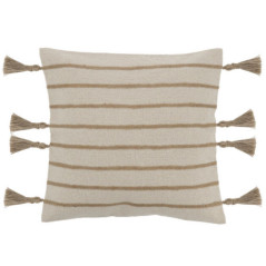 Coussin raye pompons 40x40cm