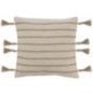 Coussin raye pompons 40x40cm