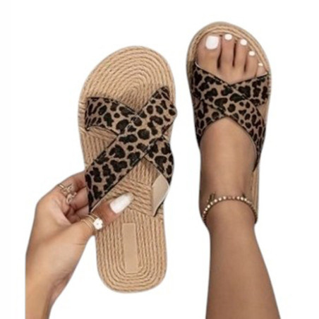 Sandale croisee leopard